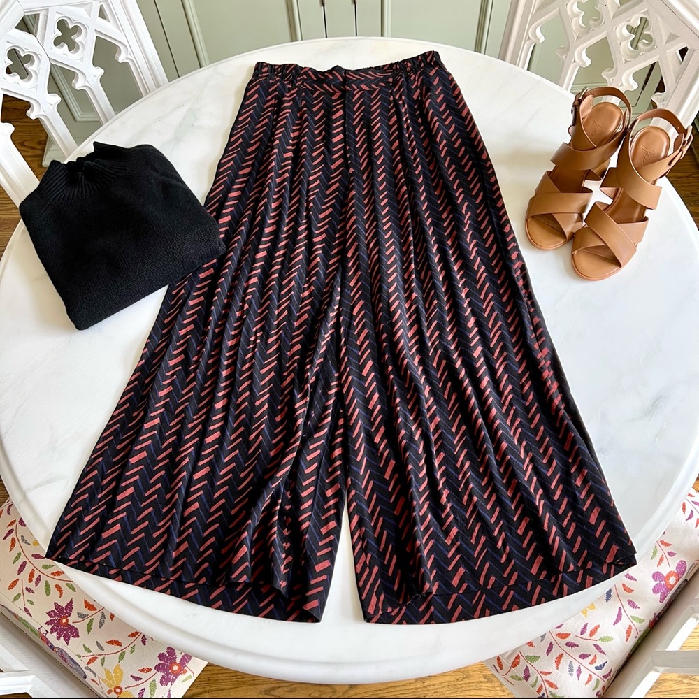 APIECE APART 'Taiyana Wabi' Wide Leg Crop Pants Navy Hatch Sz 2